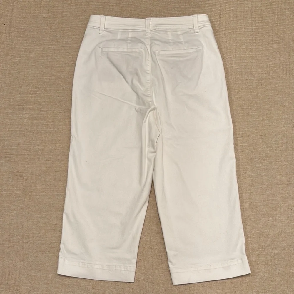 Talbots Women's White High Waist Wide Crop Pants‎